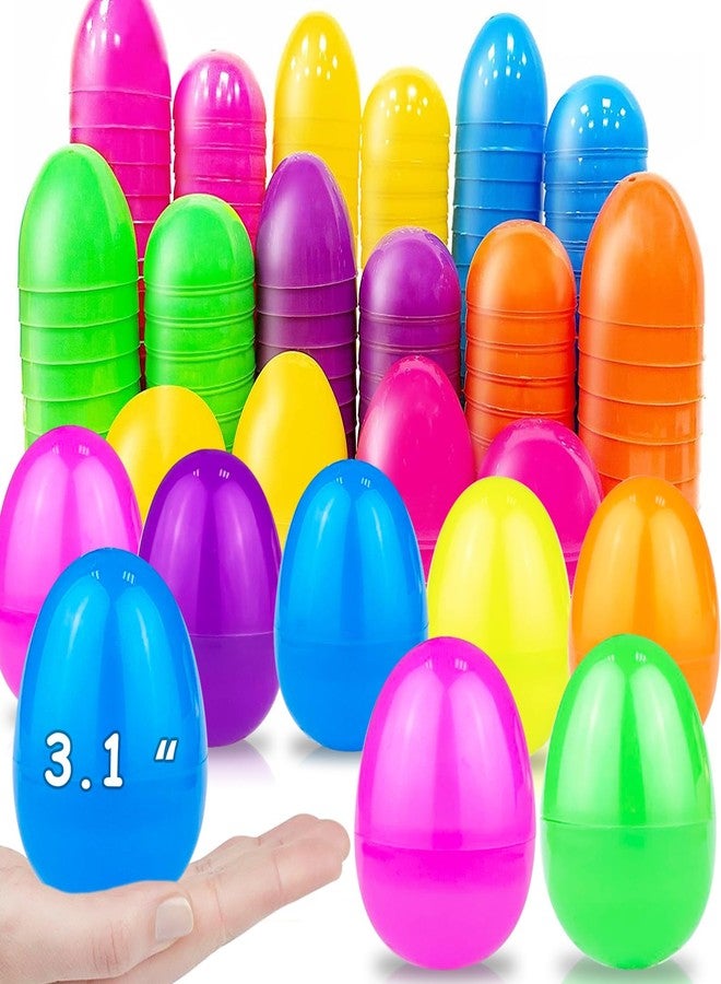 AMENON 3.1" Large Plastic Easter Eggs Bulk Easter Basket Stuffers Essentials 50 Pack Surprise Egg Empty 6 Spring Colors for Kids Toddlers Jumbo Fillable Eggs Hunt Games Party Favors Filling Treats - Image 1